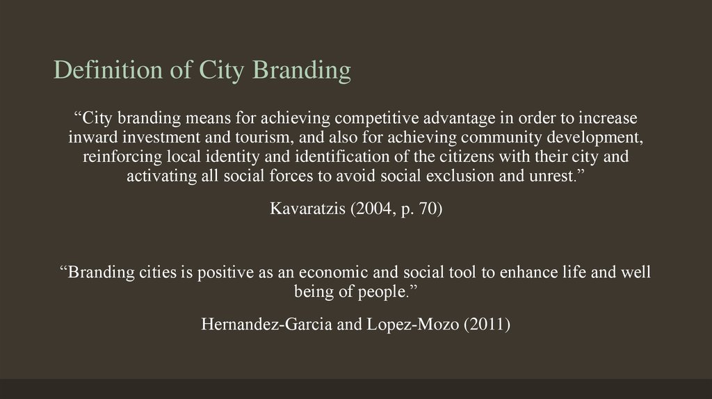 Definition of City Branding