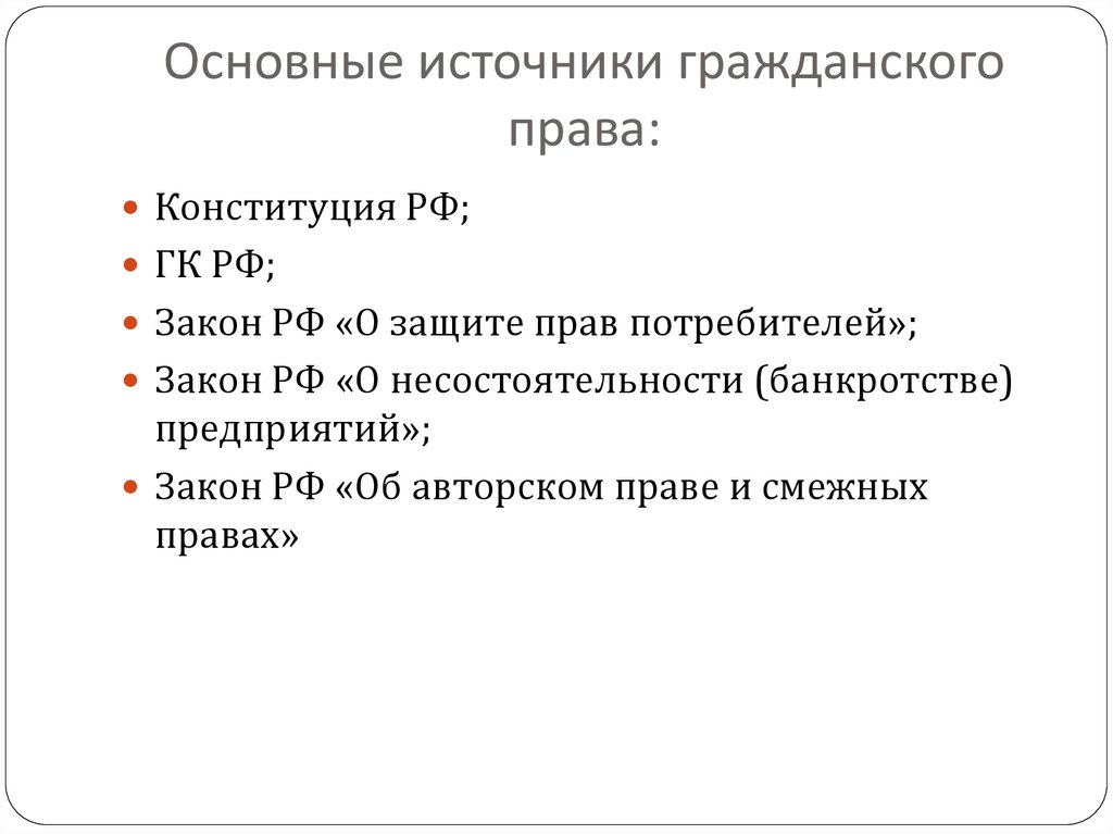 Схема источников гражданского права