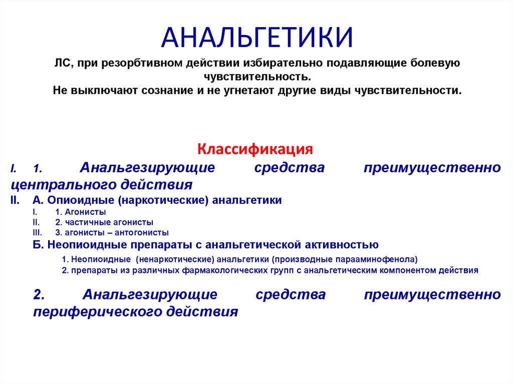 Анальгетические средства презентация