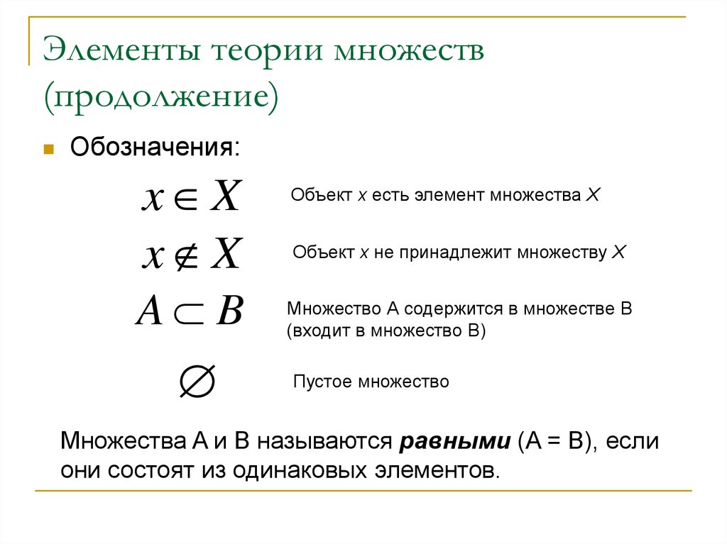 1 виды множеств. Элементы теории множеств. Теория множеств обозначения. Все формулы теории множеств. Знаки в теории множеств.