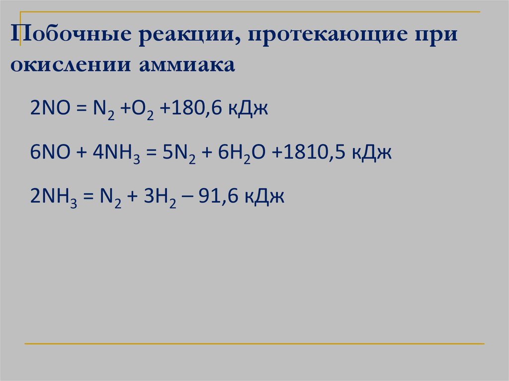 Побочные реакции. Реакция каталитического окисления аммиака. Реакция окисления аммиака. Каталитическое окисление аммиака. Реакция окисления аммиака кислородом.