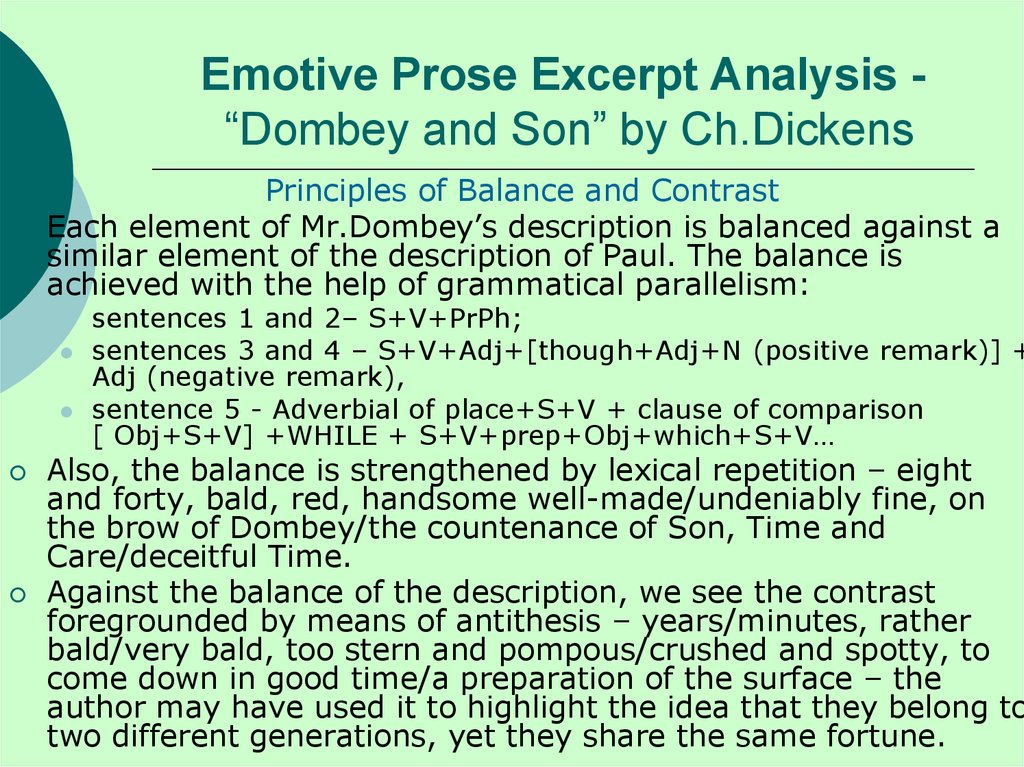 Emotive Prose Excerpt Analysis - “Dombey and Son” by Ch.Dickens