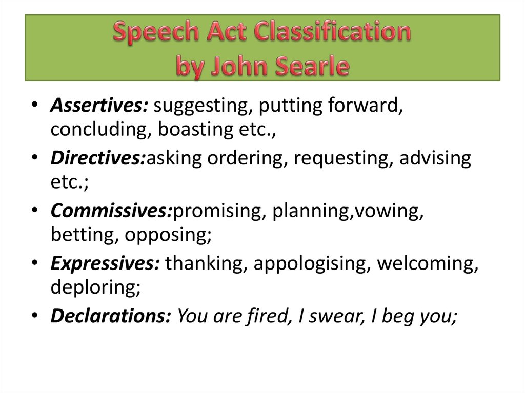 Speech Act Theory Online Presentation