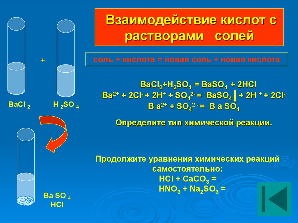 Взаимодействие натрия с раствором соляной кислоты. Соляная кислота формула Тип реакции. Реакции с растворами кислот. Взаимодействие с растворами солей. Взаимодействие кислот с растворами солей.