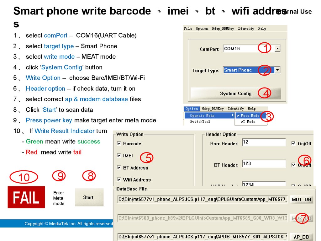 Smart phone write barcode、imei、bt、wifi address