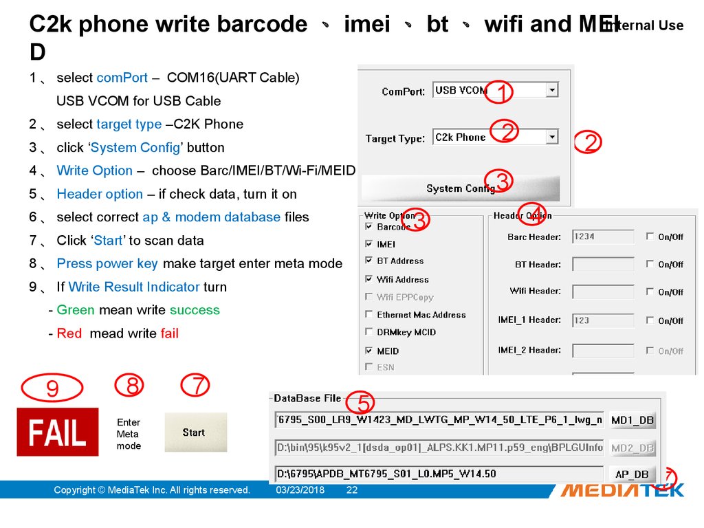 C2k phone write barcode、imei、bt、wifi and MEID