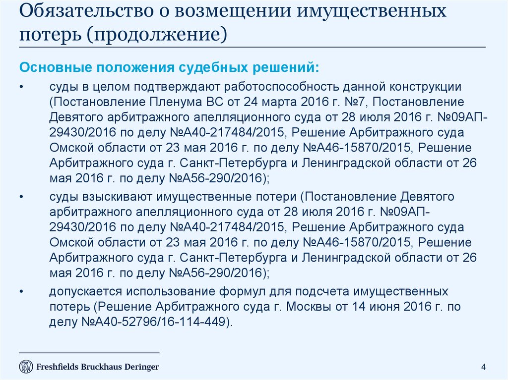 Соглашение о возмещении потерь образец