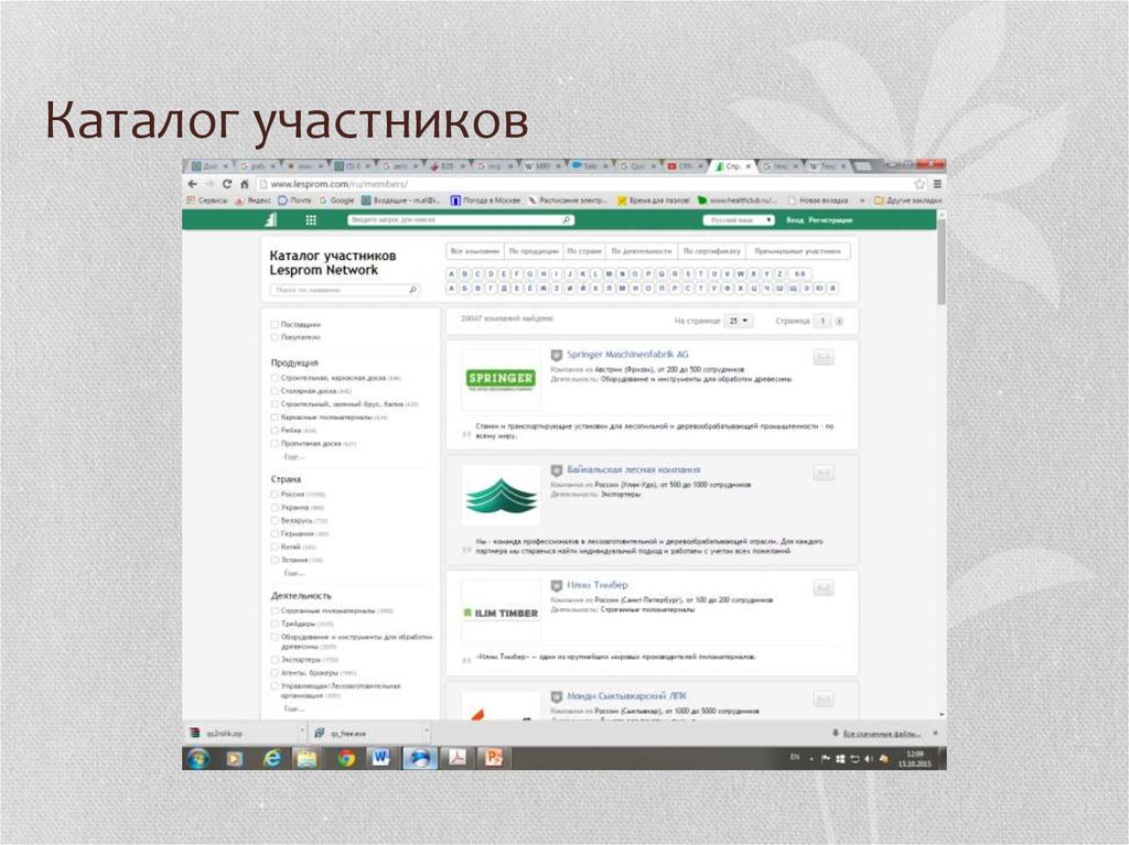 Каталог участников