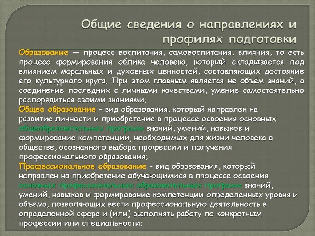 Формирование облика. Профессиональное обучение это вид образования который направлен на. Направления образовательной подготовки. Информация об уровне образования и направлениях подготовки. Направление подготовки и профиль в СПО.