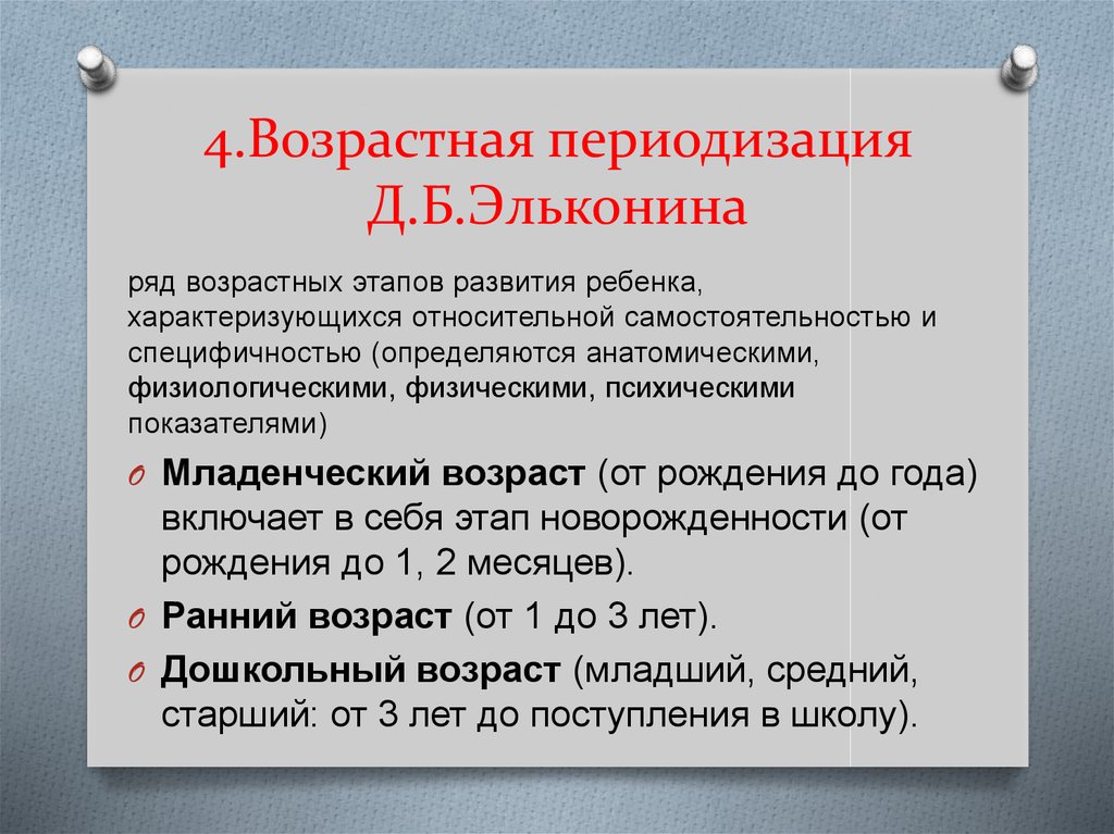 4 возраста