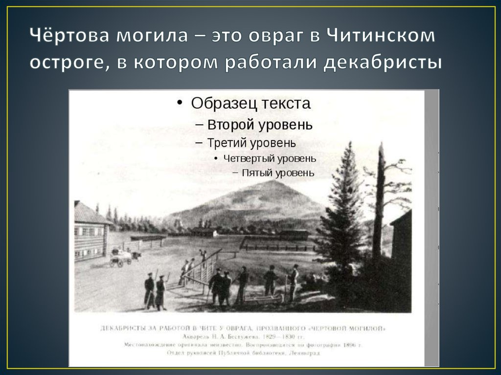 Чёртова могила – это овраг в Читинском остроге, в котором работали декабристы