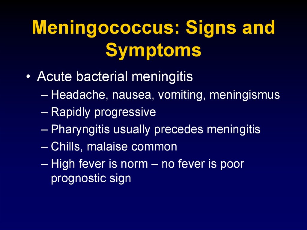 Meningococcus: Signs and Symptoms