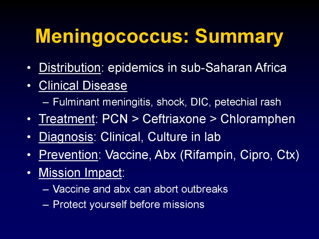 Meningococcus: Summary