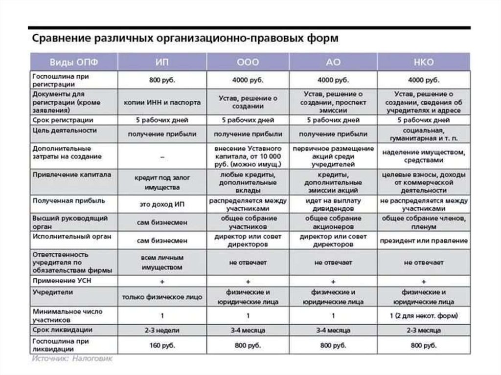 Опф предпринимательской деятельности план