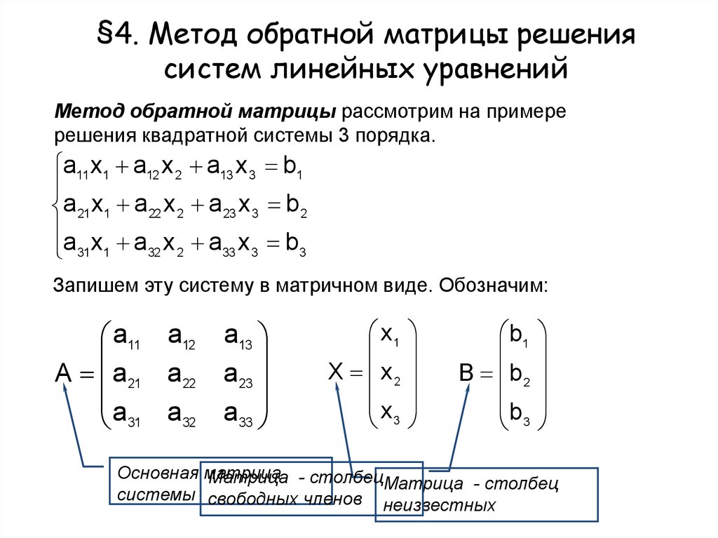 Решение уравнений обратной