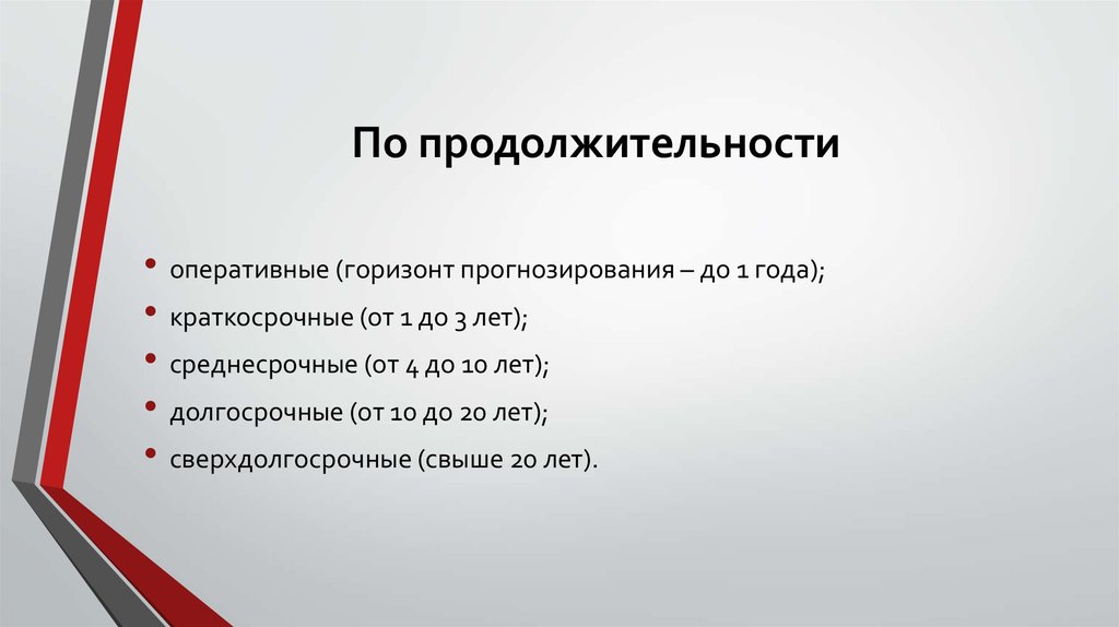 По длительности на краткосрочный проект обычно выделяют