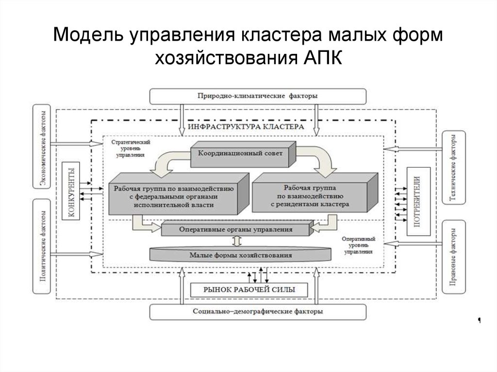Модели кластеров. Схема органов управления АПК. Кластерная модель управления. Модель экономического кластера. Структура кластера.