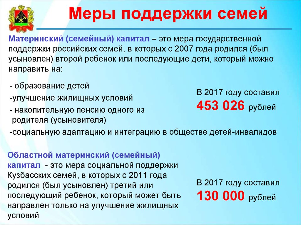 Меры поддержки семей с детьми сентябрь 2024