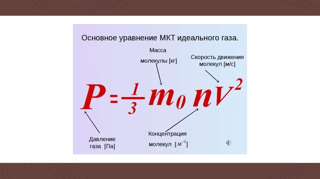 10 формул мкт. Основное уравнение кинетической теории идеального газа формула. Основное уравнение МКТ газа. Модель идеального газа. Основное уравнение МКТ теории идеального газа. Основное уравнение МКТ идеального газа 10 класс.