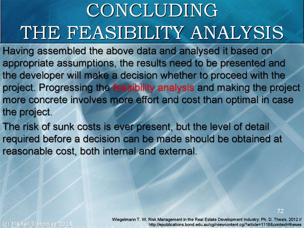 CONCLUDING THE FEASIBILITY ANALYSIS