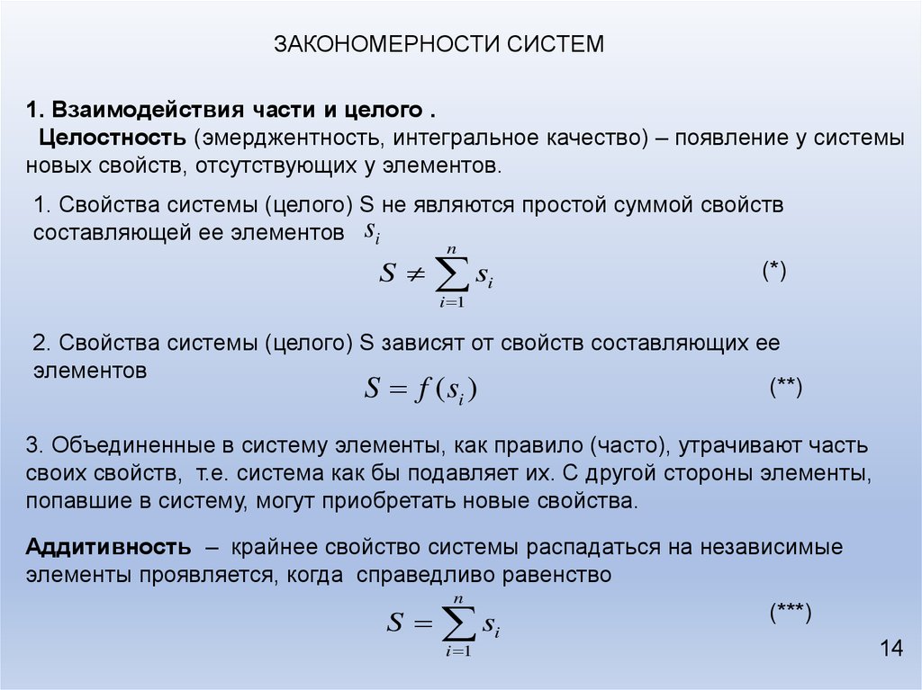 Теория систем закономерности