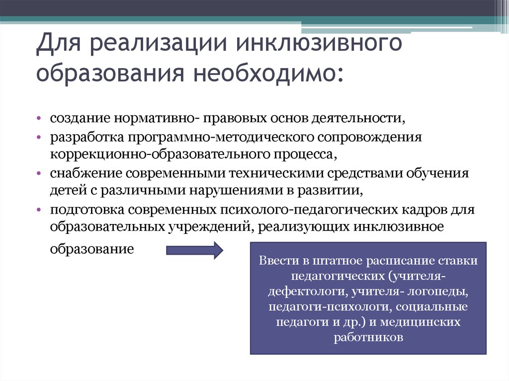 Реализация инклюзивного образования