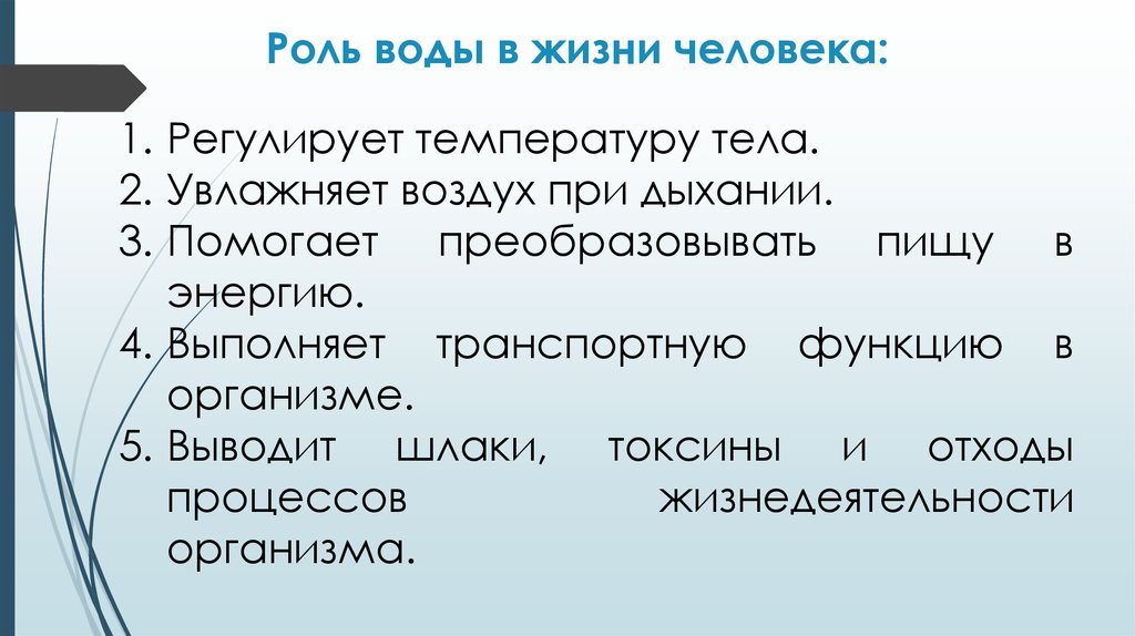 Роль воды в жизни человека презентация