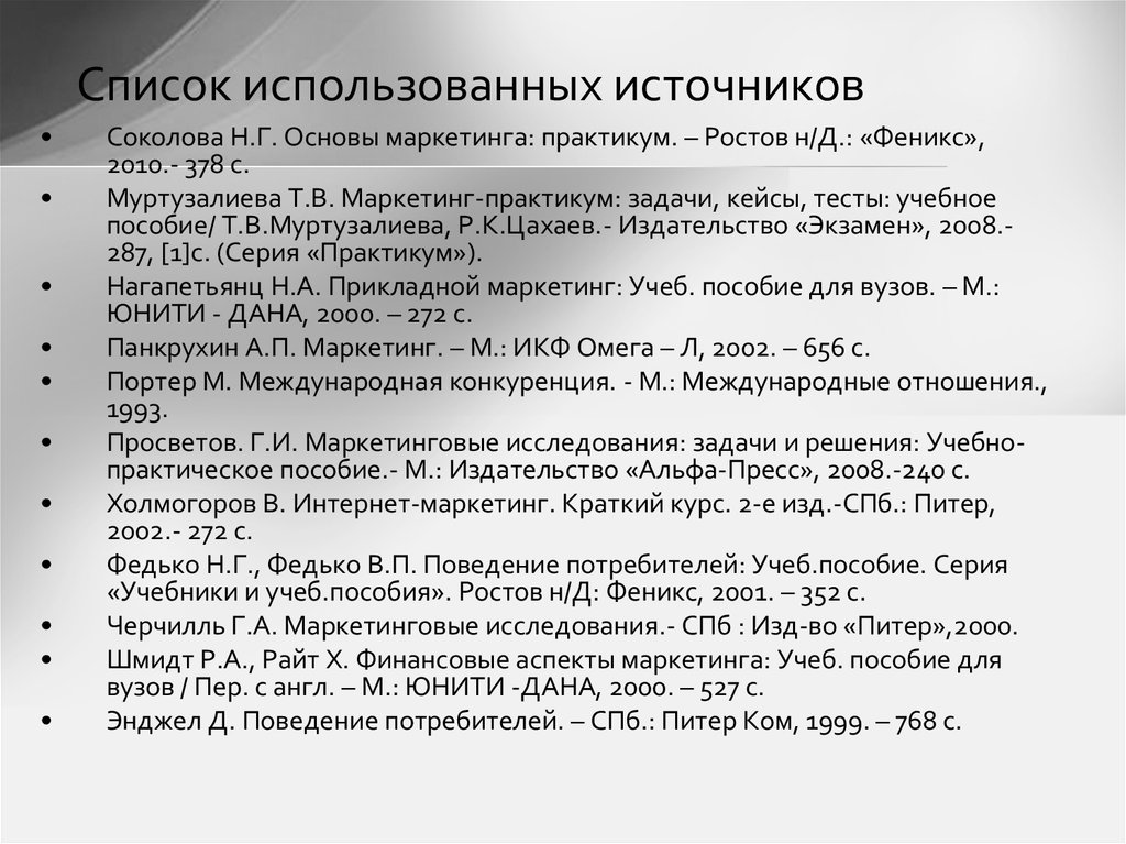 Нужен ли список использованной литературы в презентации