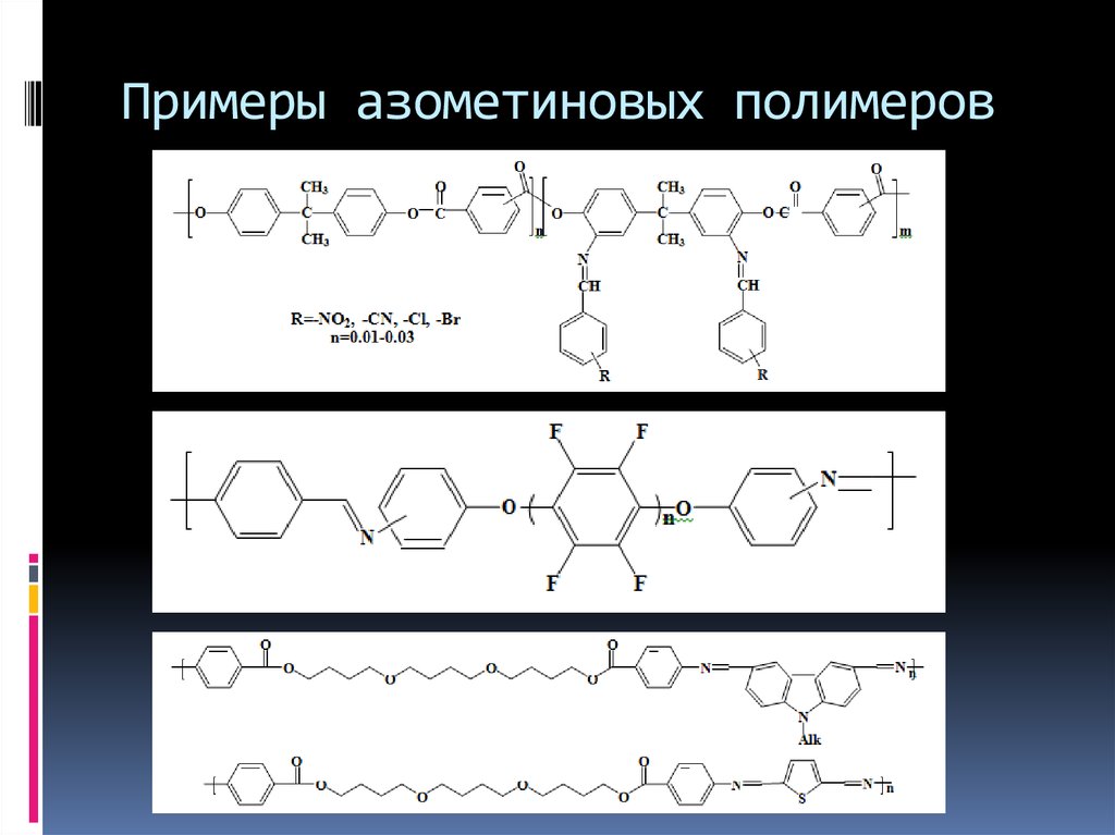 Примеры азометиновых полимеров