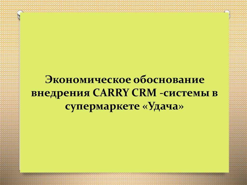 Экономическое обоснование внедрения CARRY CRM -системы в супермаркете «Удача»