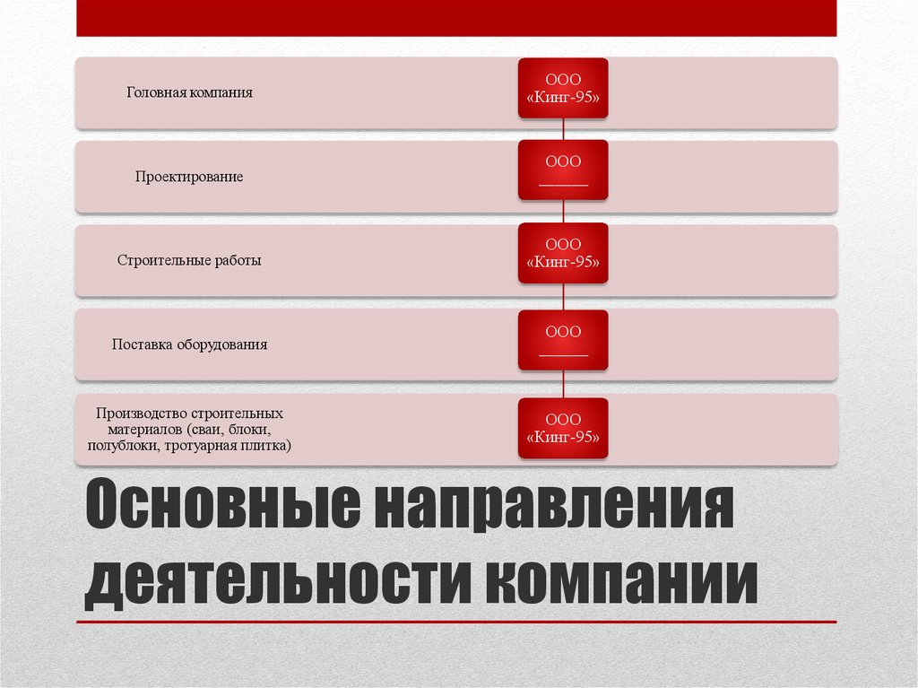 Основные направления деятельности компании