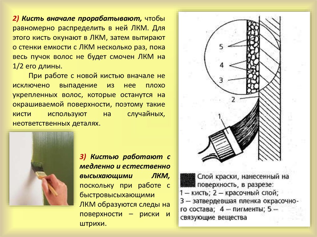 Первый слой 2 слой. Методы нанесения лакокрасочных материалов. Нанесение лакокрасочных покрытий. Методы нанесения лакокрасочных материалов кистью. Методы нанесения ЛКМ.