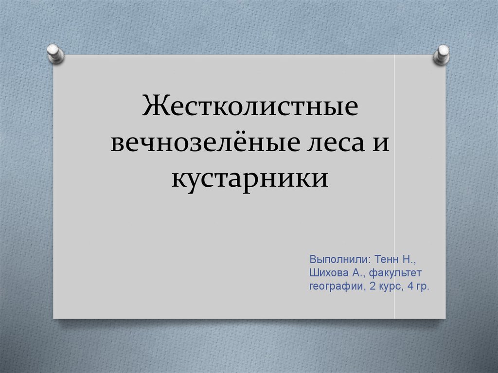 Жестколистные вечнозеленые леса и кустарники презентация