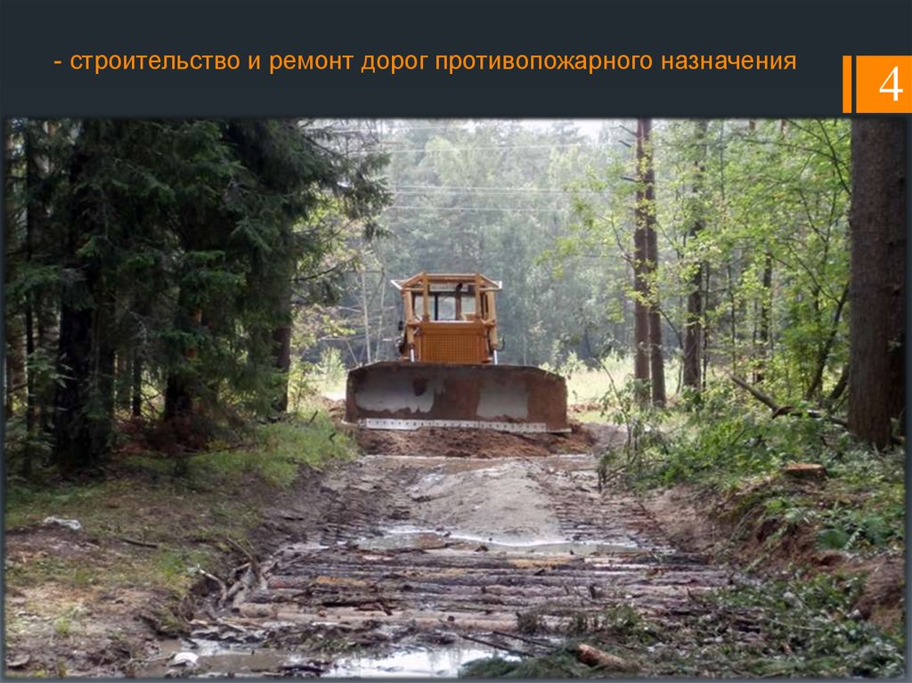 - строительство и ремонт дорог противопожарного назначения