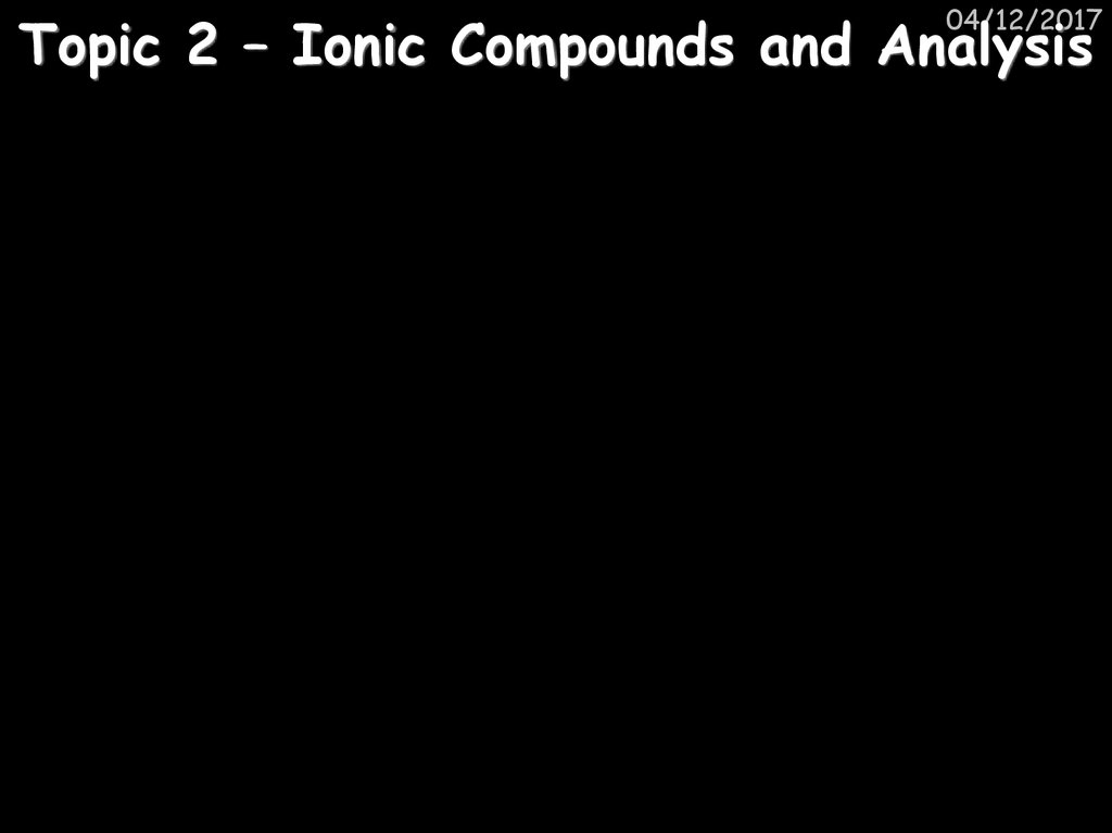 Topic 2 – Ionic Compounds and Analysis