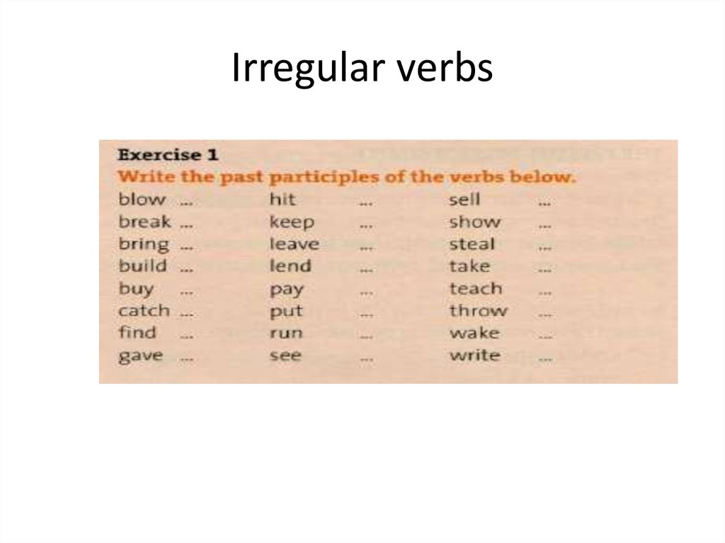 EnglishSpanish Quiz Irregular Verbs Elizabeth Bernal