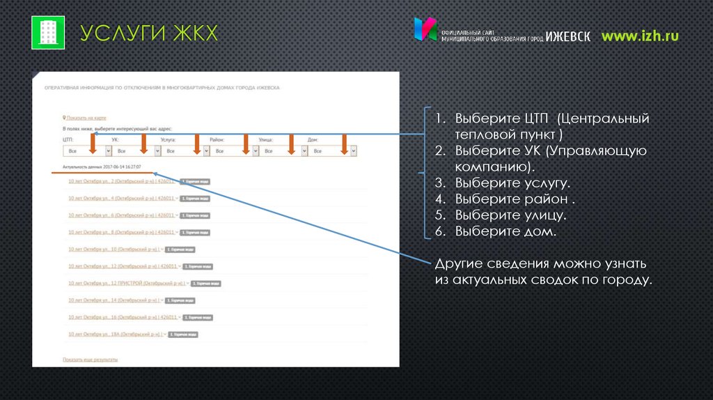 Сайт жкх ижевск. Выберите услугу.
