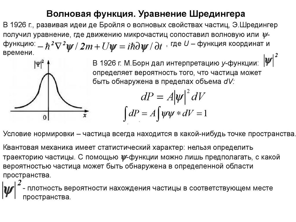 Плотность вероятности частицы. Волновая функция, энергия, плотность вероятности.. График волновой функции Шредингера. Волновая функция уравнение Шредингера. Уравнение нормировки волновой функции.