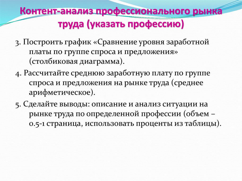 Указать специальность. Анализ профессионального рынка. Профессиональный анализ. Виды исследований профессионального рынка труда презентация. Как делать контент анализ рынка труда.