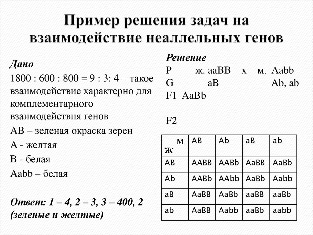 Решить задачу на гены. Аллельные гены это пример задачи. Задачи на неаллельные гены. Взаимодействие неаллельных генов задачи. Задачи на взаимодействие генов.