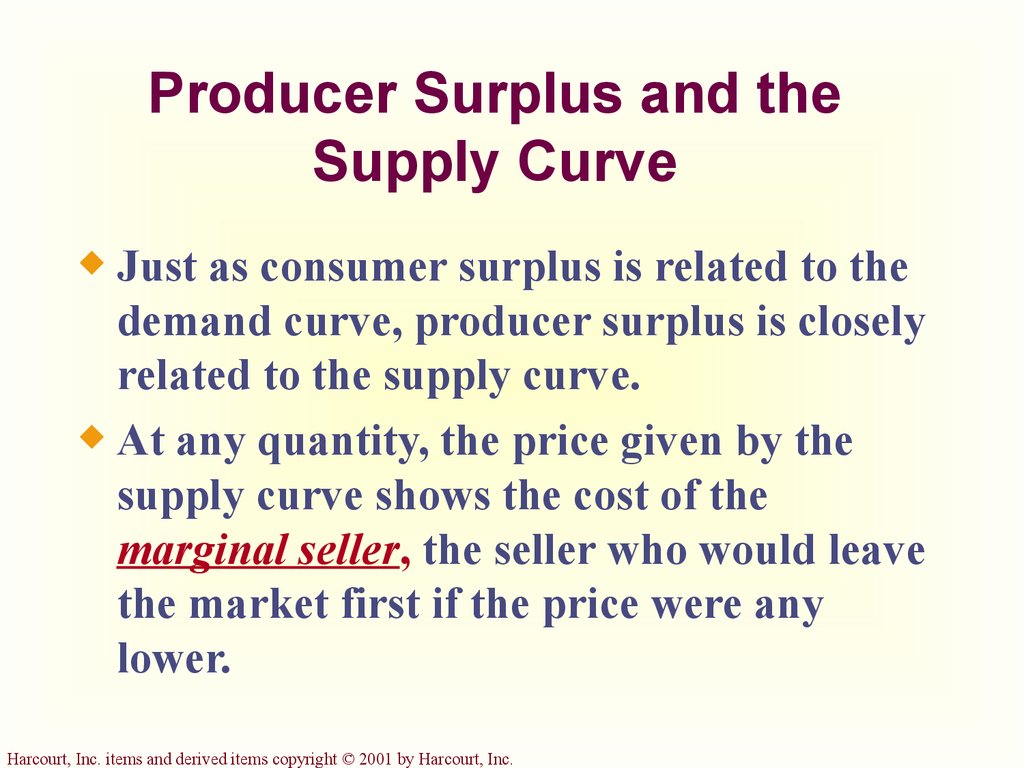 Producer Surplus and the Supply Curve