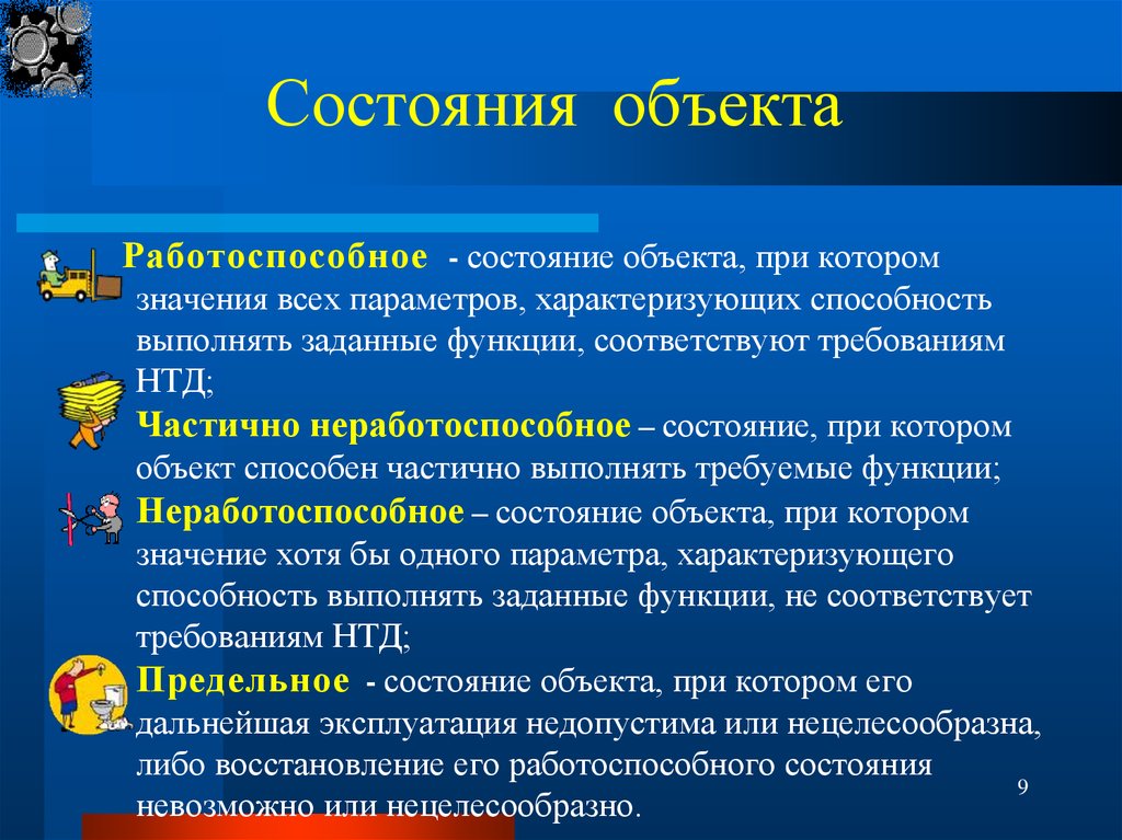 Как называется состояние объекта. Состояние объекта. Виды состояния объекта. Состояние предмета. При каких условиях наступает предельное состояние объекта.