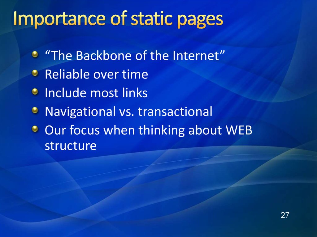 Information Extraction. Static pages