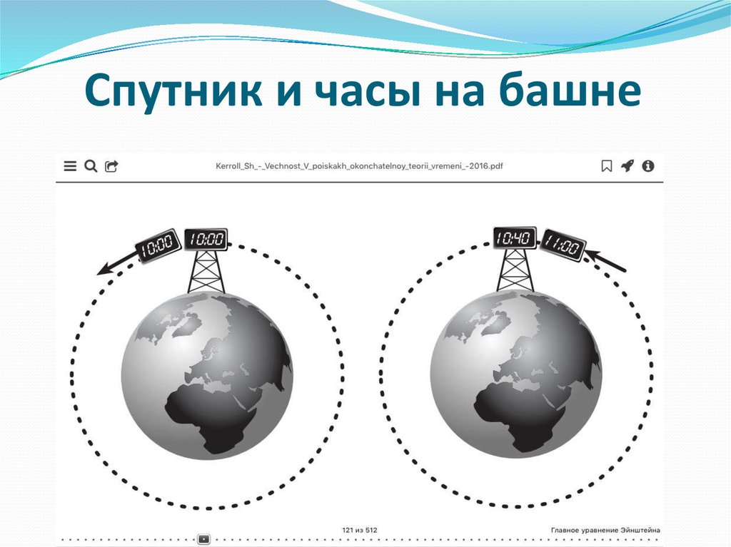 Спутник и часы на башне