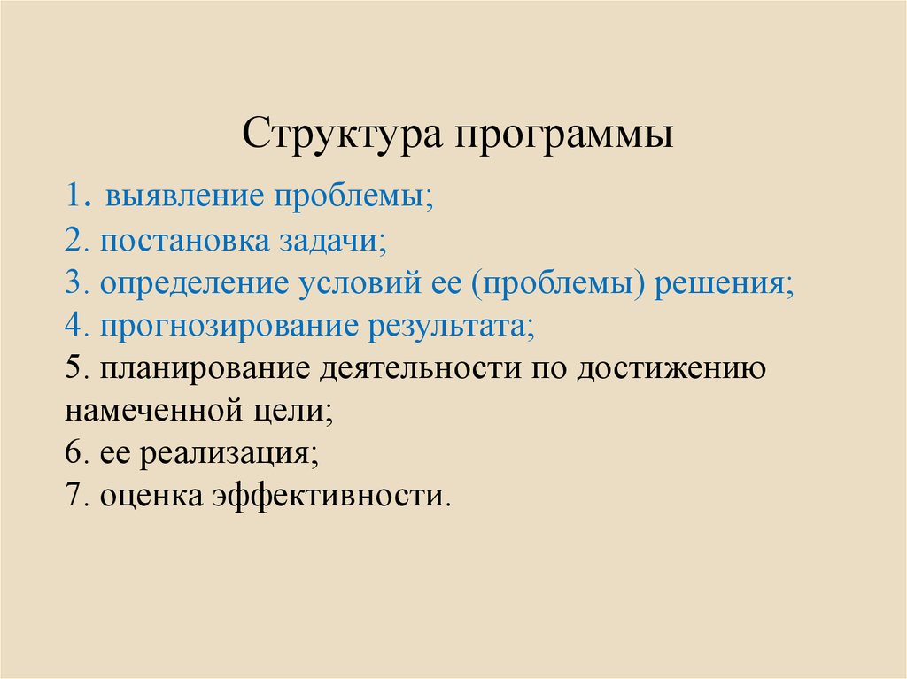 Определенные условия. Структура постановки задачи. Проблема планирования деятельности. Структура программы 1с. Определиться с постановкой задачи.