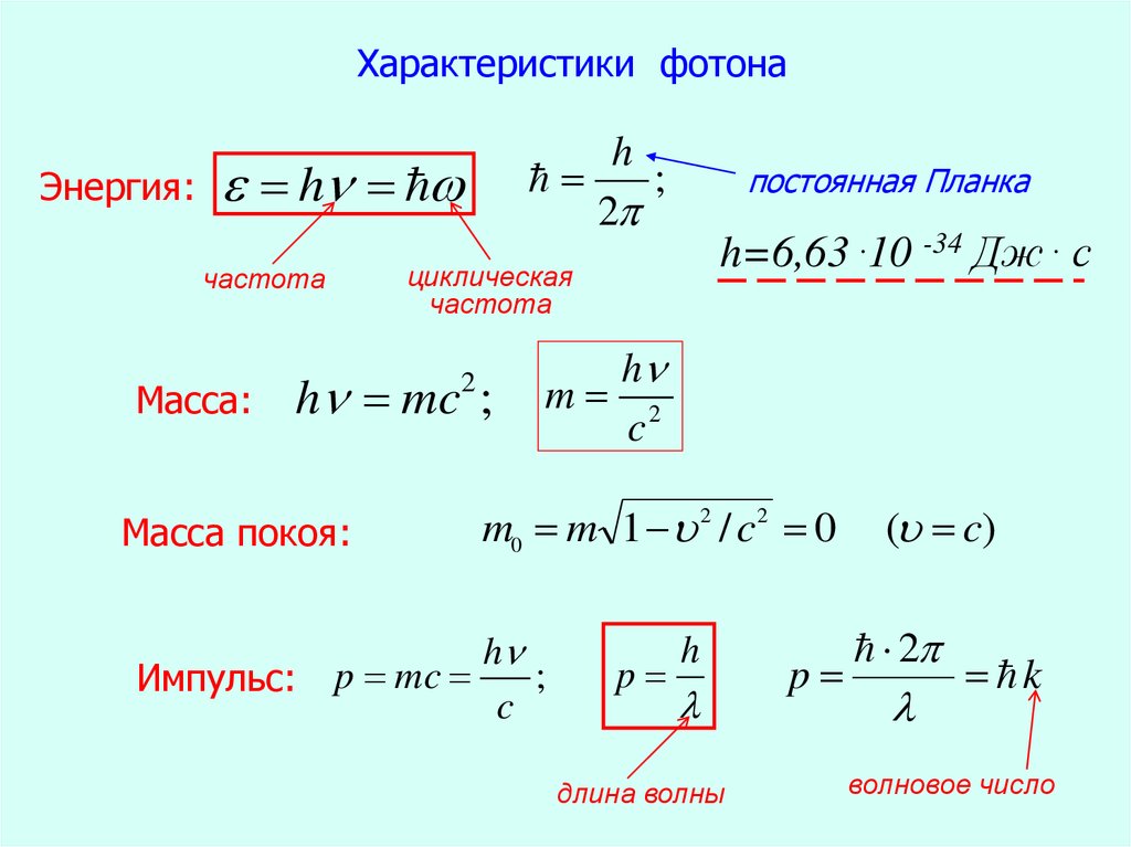 Чему равна энергия фотона и постоянная планка