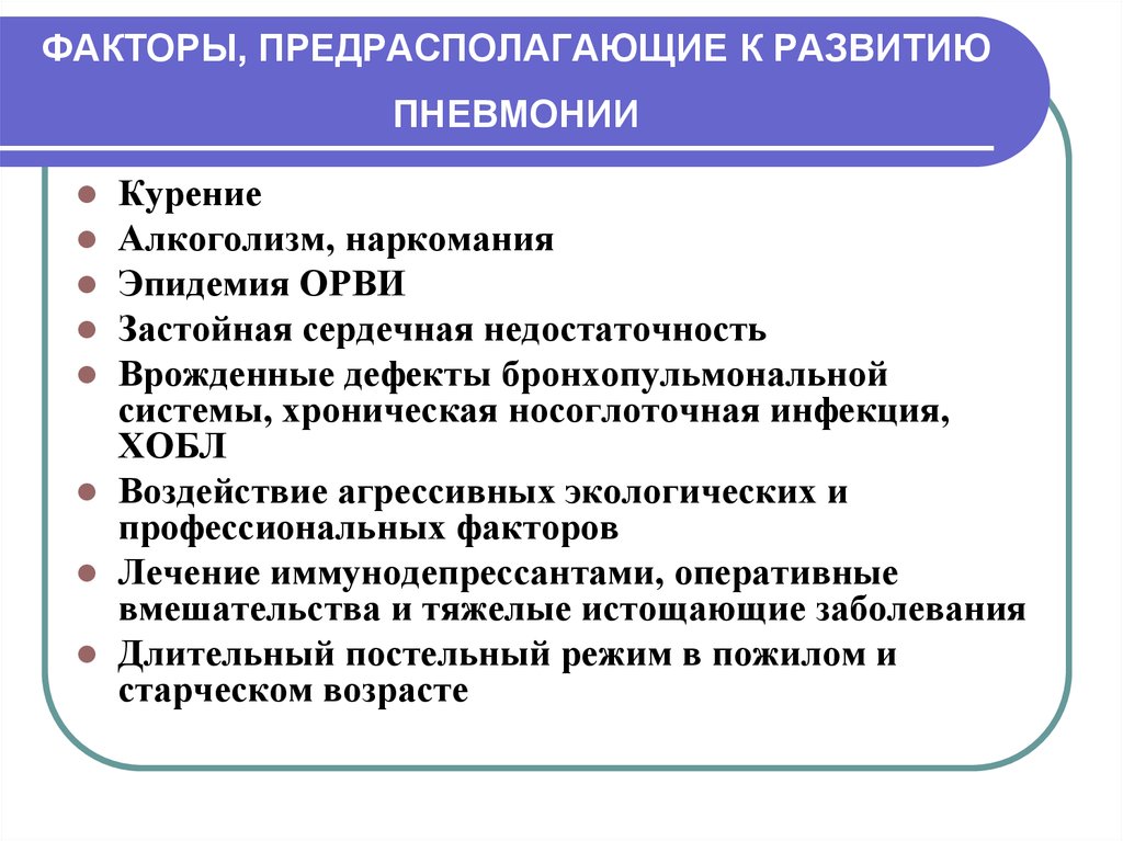 Развитие пневмонии