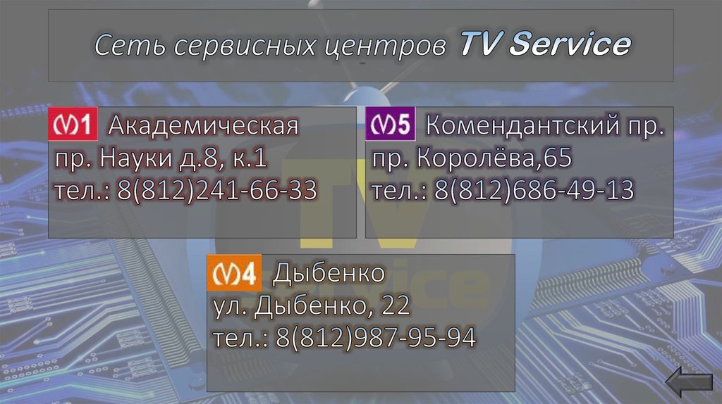 Сеть сервисных центров TV Service