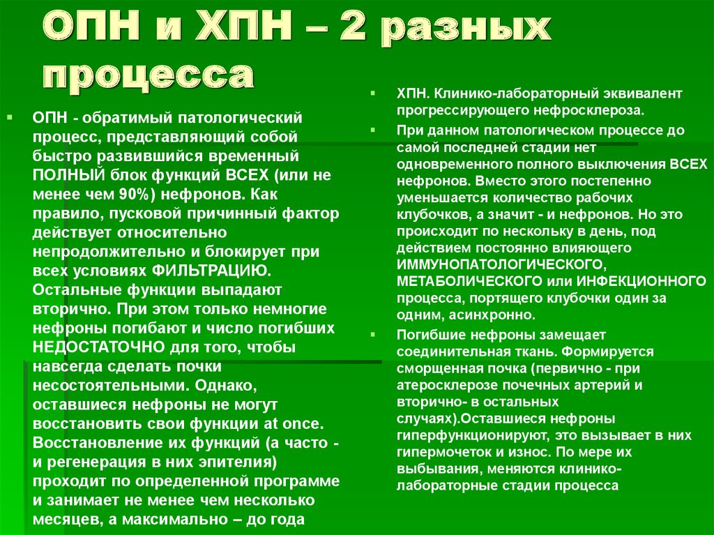 ОПН и ХПН – 2 разных процесса