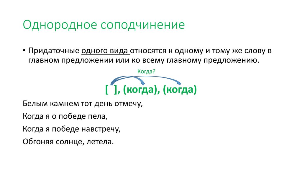 Соподчинение придаточных предложений примеры